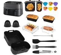Accessori Airfryer Philips Dual Basket Airfryer Serie 3000 6L/3L, 22 Pezzi Accessori ad Aria -stampi per pane, griglia, pinze da cucina per Philips Airfryer Dual Basket 3000-5000 serie 9L