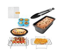 Accessori antiaderenti per friggitrice ad aria, 7 pezzi, per torte, pizza, cupcake, spiedini, toast, fodere di ricambio per Ninja Foodi DualZone DZ201 401 Dual Basket