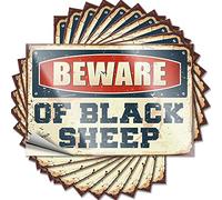 Accessori auto Beware of Black Sheep adesivi divertenti 10 pezzi divertenti cartelli caffè grande adesivo per auto (6 x 9 cm)