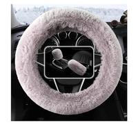 Accessori Auto Interno Set Coprivolante Soffice In Pelliccia/copertura Freno Mano/copertura Ingranaggi Accessori Interni Per Auto Coprivolante Custodia Volante Cover Pelle(Gray)