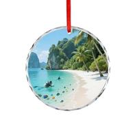 Accessori auto Phi Phi Island paesaggio tropicale stampato specchietto retrovisore ciondolo adatto per decorare alberi di Natale, uffici, camini, interni auto o ovunque tu voglia decorare