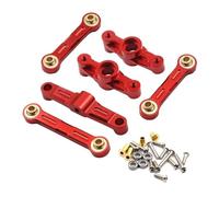 Accessori Auto RC per Tamiya per TT02 TT-02D 1/10 Cuscinetto A Sfera Alluminio Manovella Sterzo Assemblaggio Collegamento Set Ricambio RC Accessori Auto Drift Parti di Automobili(Red)