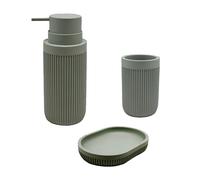 Relaxdays Set Accessori Bagno 3 pz in Poliresina, Dispenser, Ciotola, Bicchiere, 17.5x6.5x6.5 cm, Vari Colori