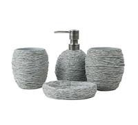 Accessori Bagno,Dispenser Il Set da Bagno in Resina da 4 Pezzi Include Dispenser di Sapone, Portasapone E 2 Bicchieri per Il Bagno Portasaponetta