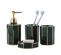 Accessori Bagno,Dispenser Set di Accessori per Il Bagno in 4 Pezzi Set per Il Lavaggio del Bagno in Ceramica Portaspazzolino Portasapone Dispenser di Sapone Portasaponetta