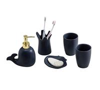 Accessori Bagno,Dispenser Set di Accessori per Il Bagno Set di Accessori per Il Bagno in Ceramica da 5 Pezzi Dispense per Sapone Liquido Whale Design Portasaponetta