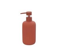 Accessori Bagno in Ceramica Linea Color Rosso Mattone Soft-Touch - Set Bagno Moderno con Design Cannettato, Varianti Dispenser Sapone, Portaspazzolino e Portascopino W (dispenser sapone)