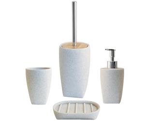 Accessori Bagno in Resina Sabbia Porsapone, Dispenser, Portascopino, Bicchiere