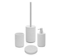 Accessori bagno in set completo da 4 pezzi bianco in resina effetto pietra Mater