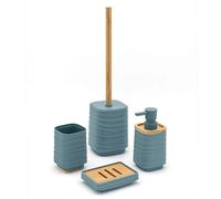 Accessori bagno in set completo da 4 pezzi in abs turchese cobalto linea Wave