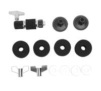 Accessori Batteria Professionali, Set Feltri per Piatti e Chiave Tamburo in Acciaio, 13 Pezzi con Supporti per Strumenti (BLACK)