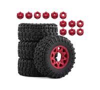 Accessori Car RC Per Traxxas Per Slash Per ARRMA Per Senton 1/10 Short Course Pneumatici Ruote Set 12/14/17mm Mozzo Esagonale Con 3 Adattatori RC Car Truck Off Road(Red,B)