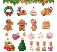 Accessori Casa delle Bambole,24 pezzi Accessori GNOME di Natale,Mini Decorazione Natalizia,Decorazioni di Regalo,Mini Uomini di Pan di Zenzero,corona di Natale,Biscotti