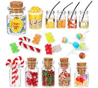 Accessori Casa delle Bambole, Piccolo Accessori Natalizi per Gnomo Miniatura Bevande Caramelle con Orsetti Gommosi Lecca-lecca per Il Bancarelle Mercatino Natale, 1/12 Mini Decorazioni Bambini Regalo
