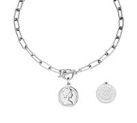 Accessori Collane Vintage a levetta Femminile da Donna, Follia a Maglia a Catena Punk - Queen Elizabeth Rotonde Moneta Rotonda Fascino