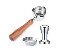 Accessori, compatibile con DeLonghi, EC685.BK EC680 Portafiltro senza fondo da 51 mm for polvere di caffè, manico in acciaio inossidabile 304, accessori for caffè in legno massello(Blue)