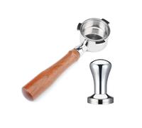 Accessori, compatibile con DeLonghi, EC685.BK EC680 Portafiltro senza fondo da 51 mm for polvere di caffè, manico in acciaio inossidabile 304, accessori for caffè in legno massello(Black)