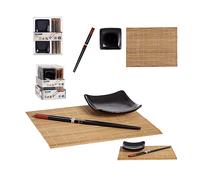 Accessori cucina multifuzione DAM DMAK0106C43 - Set sushi in bambù, 6 pezzi, piatti, bacchette, tappetini