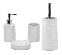 Accessori da arredo in ceramica bianco porta sapone scopino spazzolini per bagno