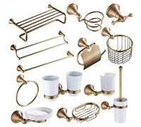 Accessori da bagno in bronzo Hardware Antico porta asciugacapelli Appendiabiti Mensola porta asciugamani Barra portasapone doccia Spazzola da toilette