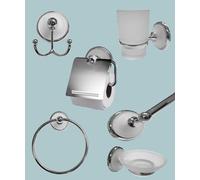 Accessori Da Bagno In Polished Chrome Con Inserti In Glass Satinato