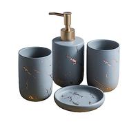 Accessori Da Bagno Set 4 Bottiglie Lozione Collutorio Tazza Portasapone Portaspazzolino Multifunzione Forniture Per La Casa Set Da Bagno Verde