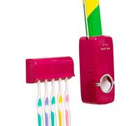 Accessori da Bagno, Set di Dispenser Automatico di Dentifricio Sicuro Alla Moda per Appendere 5 Spazzolini da Denti con Portaspazzolino per la Famiglia per la Casa (rosso)