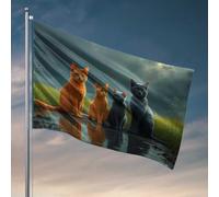Accessori da bar con bandiera con quattro gatti nel campo piovoso, accessori per camera da letto per ragazzi, decorazione divertente per dormitorio (120 x 180 cm)