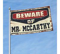 Accessori da bar con scritta "Man Cave Beware Of Mr. McCarthy", divertente decorazione per il bagno (30 x 45 cm)