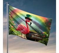 Accessori da bar con scritta "Welcome to the Rainbow Paradise with a Flamingo Hat Flag Boys" per camera da letto dei ragazzi, divertente decorazione per dormitorio (120 x 180 cm)