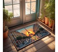 Accessori da bar Man Cave Sunset Glow: un viale parigino con silhouette di Torre Eiffel Zerbino per stanza decorazione autunnale all'aperto (65 x 90 cm)