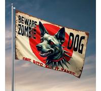 Accessori da bar per esterni Attenzione: Cane zombie - One Bite'S All It Takes Bandiera Inverno Casa Bandiera Outdoor Bar Decor (120 x 180 cm)