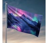 Accessori da bar per esterni, decorazione aurora boreale sopra le montagne, bandiere per uomo e stanza (30 x 45 cm)