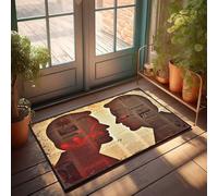 Accessori da bar per esterni, decorazione con sagome di due teste rivolte l'una verso l'altra su uno sfondo, zerbino decorativo per portico esterno, zerbino per ingresso interno (50 x 80 cm)