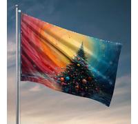 Accessori da bar per uomo caverna albero di Natale in sfondo astratto colorato bandiera divertente decorazione per la stanza dei bambini (152 x 244 cm)