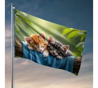 Accessori da bar per uomo caverna due simpatici gattini che dormono su un ramo bandiera decorazioni per dormitorio per ragazzi universitari bandiere per letto (30 x 45 cm)