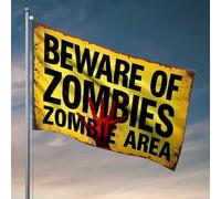 Accessori da bar per uomo caverna zombie avvertimento: stay alert! Bandiera divertente decorazione per la stanza dei bambini (152 x 244 cm)
