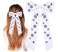 Accessori da calcio da donna, fiocchi per capelli blu a forma di pallone da calcio, grande fiocco per il giorno della partita, clip per capelli con campo blu, accessori per la festa dello spirito