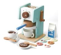 Accessori da cucina per bambini, in legno, macchina per caffè espresso, giocattolo per bambini, set da cucina per ragazze e ragazzi (Green)