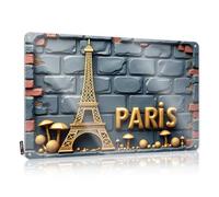 Accessori da garage per uomo grotta Torre Eiffel dorata e funghi parigini su muro di mattoni, targa in metallo divertente per bar cartello decorativo per la casa (20 x 30 cm)
