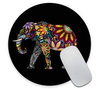 Accessori da scrivania per ufficio Amcove Tappetino per mouse colorato con elefante, mandala, elefante floreale, tappetino per mouse rotondo, dec