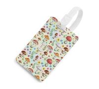 Accessori da viaggio in pelle Etichetta valigia Funghi floreali per donne e uomini essenziali per il volo lungo, etichette portatili leggere per zaino