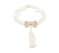 Accessori di moda Gioielli D'Acqua Dolce Coltivato Bianco Collana di Perle Bowknot Forma Cubic Zirconia Pave Nappa Pendente Fatto A Mano