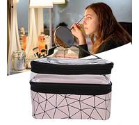 Accessori Digitali per Gioielli, Trousse per Trucchi, Trousse Multifunzionale per Cosmetici, Trousse Portatile a Doppio Strato, Organizer per Articoli da Toeletta, Trousse (Rosa)