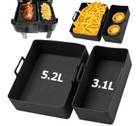 Accessori Dual Friggitrice ad Aria in Silicone per Tefal EY9018 Dual Easy Fry 5,3/3,1 L, per Philips Dual Basket Airfryer série 3000, per Lakeland 5L/3L, per Tower T17099 5,2L/3,3L, Salter 5,5L/3,5L