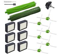 Accessori e ricambi compatibili con iRobot Roomba i7 i7+, i3 i3+, i4 i4+, i5 i5+, i6 i6+, i8 i8+, i1, i2, e5, e6, e7, serie i J - 1 ruota anteriore, 1 spazzola in gomma, 6 filtri, 6 spazzole laterali