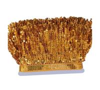 Accessori fatti a mano, adesivi per cuciture, nappa con frange, nastro in pizzo, paillettes, larghezza 15 cm, per costumi da ballo latino, decorazione per abiti, cucito fai da te (giallo dorato)