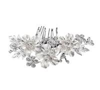 Accessori for capelli da sposa placcati in stile antico, pettine, fermaglio, spilla ornamentale(Silver)