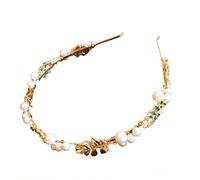 Accessori for capelli di perle Legami for capelli di perle di perle Fascia for capelli da sposa Fascia for capelli in lega Foglia Copricapo Copricapo Foglie bianche Sposa Fascia in metallo Copricapo d