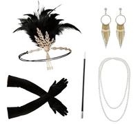 Accessori for feste Gatsby dei ruggenti anni '20: copricapi di piume, collane perle, guanti e bocchini for sigarette per Donna